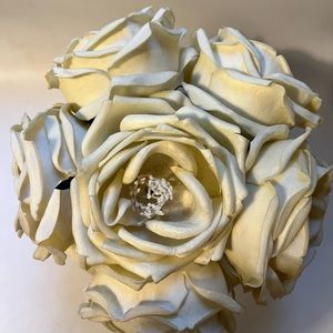 Beautiful Ivory Rose Bouquet in glass vase.